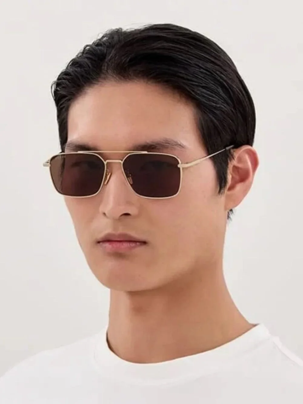 Gucci Men Sunglasses Gold Brown Rectangular GG1957SA 002 NEW AUTHENTIC